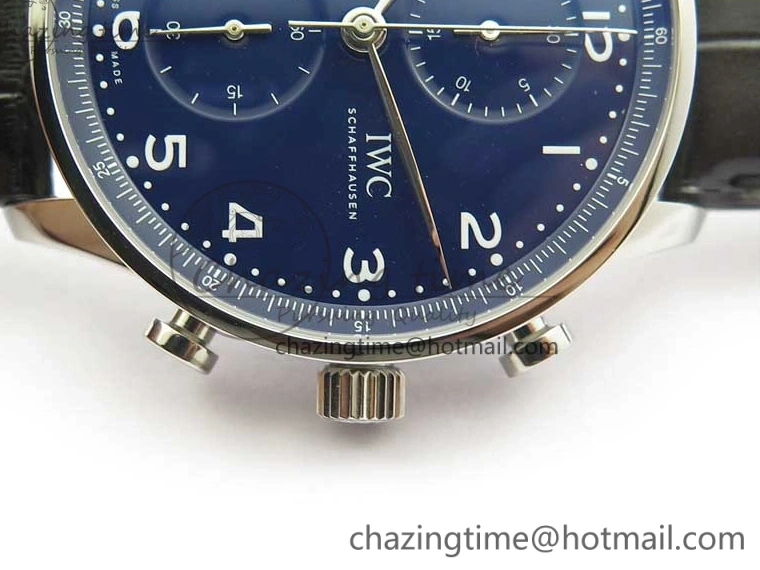 MIROTIME 0307 SunProtective Portugieser Chronograph Edition 150 Years IW371601 ZF 1:1 Best Edition Blue Dial on Black Leather Strap A7750 (Slim Movement) 7137